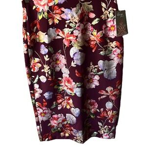 Women ECI New York Pencil Metallic Floral Print Skirt Stretch M NWT Career Vacay